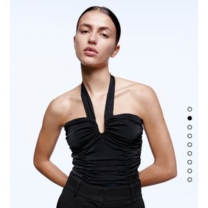 Zara Sateen Ruffled Bodysuit M